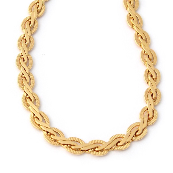 Estate Gold Plated Necklace Chain Speciality Hybrid Flat Rope & Cable Link 19” - Picture 3 of 4